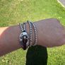 Leather and silver double wrap designer uno de 50 bracelet Image 3