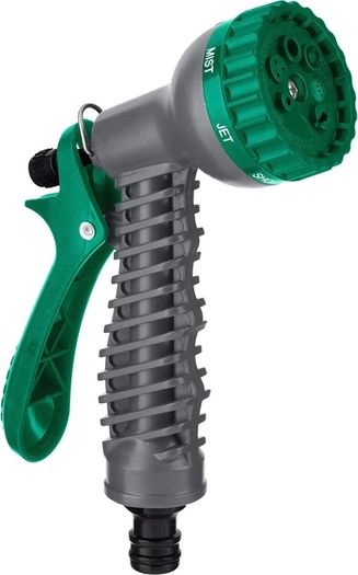 Lightweight Garden Hose Reel - 10m Compact Hose Pipe Reel With 7 Adjustable Spray Gun Nozzles - Outdoor Mini Hose Gun With Accessories for Irrigation - Easy Storage Hosepipe & Reel Set (FREE POSTAGE)