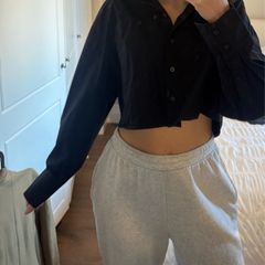 COS navy cropped shirt size S