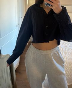 COS navy cropped shirt size S