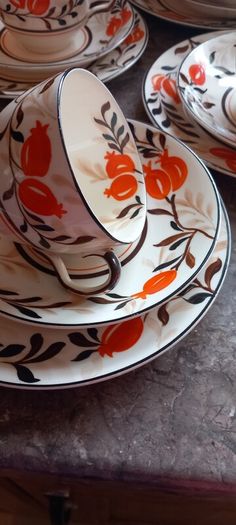 Art Deco Hand Painted Ivery Ware Tea Set