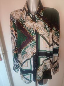 River Island patterned long sleeve blouse size UK10 EU38 Postage included