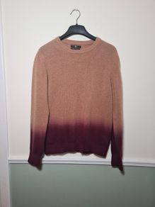 mens 7 for All Mankind wool jumper crew neck overdyed camel burgundy Size SMALL