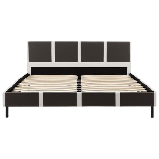 Bed Frame Grey and White Faux Leather 135x190 cm