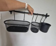 IKEA HULTARP Wall Rail with Hanging Basket Containers (Black)