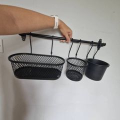 IKEA HULTARP Wall Rail with Hanging Basket Containers (Black)