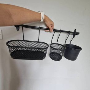 IKEA HULTARP Wall Rail with Hanging Basket Containers (Black)