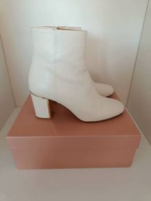 Sezane White Leather Ankle Boots - Size 40 - Worn Twice - RRP E200