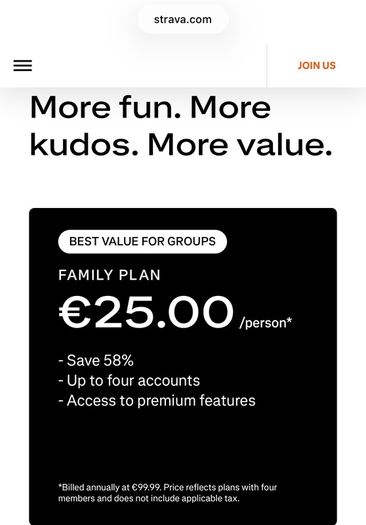 Strava Family Plan - One Place