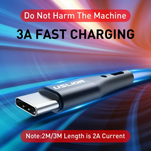 USLION Micro USB Fast Charging QC 3.0-2.0 2A (3M) & Data Sync Nylon Braided Cable (Brand New/Warranty)