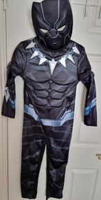 Black panther costume & mask 7-8yrs
