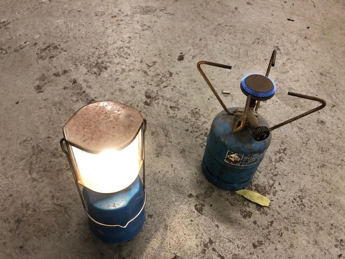 Vintage gas lamp & burner