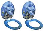 WC Toilet Seats 2 pcs with Soft Close Lids MDF Dolphins Design