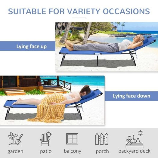 Adjustable Sun Lounger W/Pillow (FREE POSTAGE)