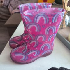 Girls Pink Rainbow Light-Up Wellies