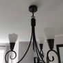 Black 3 Arm Ceiling Chandelier Light with Frosted Glass Shades Image 2