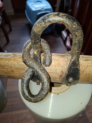 Rare 19th-Century Antique Hanging Beam Balance Scale, Forged Made Hanger, historically used to measure goods like Flour or Sugar.