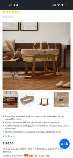 Moses Basket/Crib - Rocker (The Green Sheep)