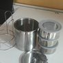 .Stainless steel kitchen fridge storage containers with biscuits container, like new. Keeps food fresh for long. Image 4