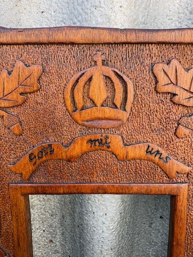 Antique hand carved frame with (Gott mit uns) (God we trust). c1915