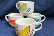 Vintage stacking cups  with bird motif x4