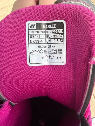 Adjustable K2 Marlee Girls Inline Skates - Pink/Black - Size 32/37