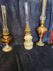 Three French oil lamps
