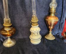 Three French oil lamps
