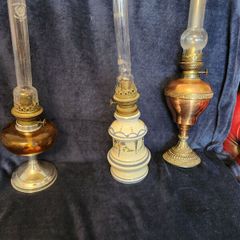 Three French oil lamps