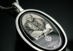 Pope Benedict XVI Pendant Necklace Locket. Platinum Over Stg Silver