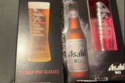 Asahi beer Official half Pint 2 Glasses set brand new