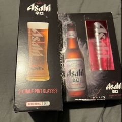 Asahi beer Official half Pint 2 Glasses set brand new