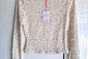 Savida Cream Lace Long Sleeve Top - Size SMALL