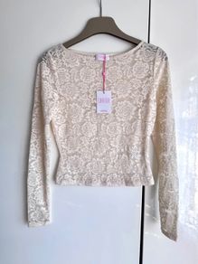 Savida Cream Lace Long Sleeve Top - Size SMALL