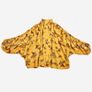 Artistic oversized floral blouse in a warm golden yellow tone Image 3