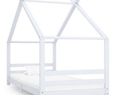 Kids Bed Frame White Solid Pine Wood 90x200 cm