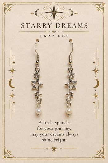 Starry Dreams drop earrings with star charms and pearl detail