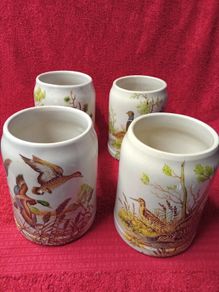 4 Vintage West German Stoneware Beer Steins