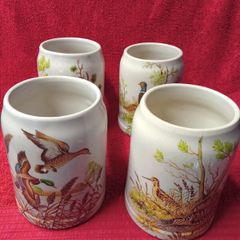 4 Vintage West German Stoneware Beer Steins