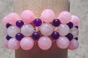 Rose,Clear Quartz and Amethyst Bracelet