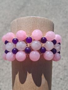 Rose,Clear Quartz and Amethyst Bracelet