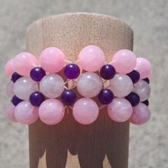 Rose,Clear Quartz and Amethyst Bracelet