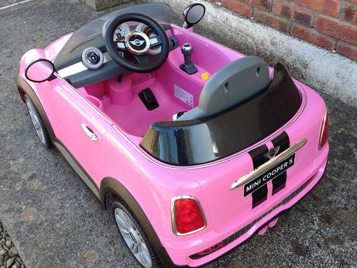 Kids Pink Electric Mini Cooper Car (used).