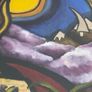 Vintage Framed Fantasy Painting of Mystical Figure With Book, Gecko & Moon Image 5