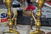 Beautiful Old Pair of Brass Fire Dogs Postage Available or Collection