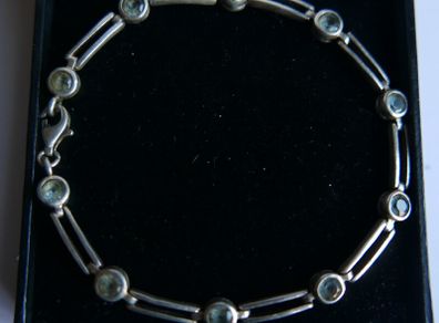 Vintage Sterling Silver 925 Blue Topaz Bracelet length 7,7" - 8,6g
