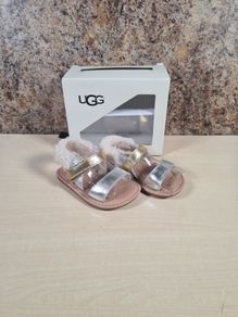 Baby UGG Dorien metallic sandals silver gold two strap Size 4/5 12-18 months BRAND NEW IN BOX