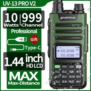 BaoFeng UV-13 PRO V1 V2 High Power Dual Band Walkie Talkie Type C Charger 16 KM Long Range UV13 Transceiver Ham Two Way Radio