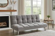 Silver Grey Folding 3 Seater Fabric Sofa Bed