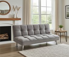 Silver Grey Folding 3 Seater Fabric Sofa Bed